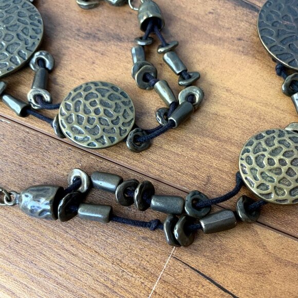 Vintage Bronze-Tone African-Inspired Belt Chain With Textured Discs adjustable - Picture 2 of 8